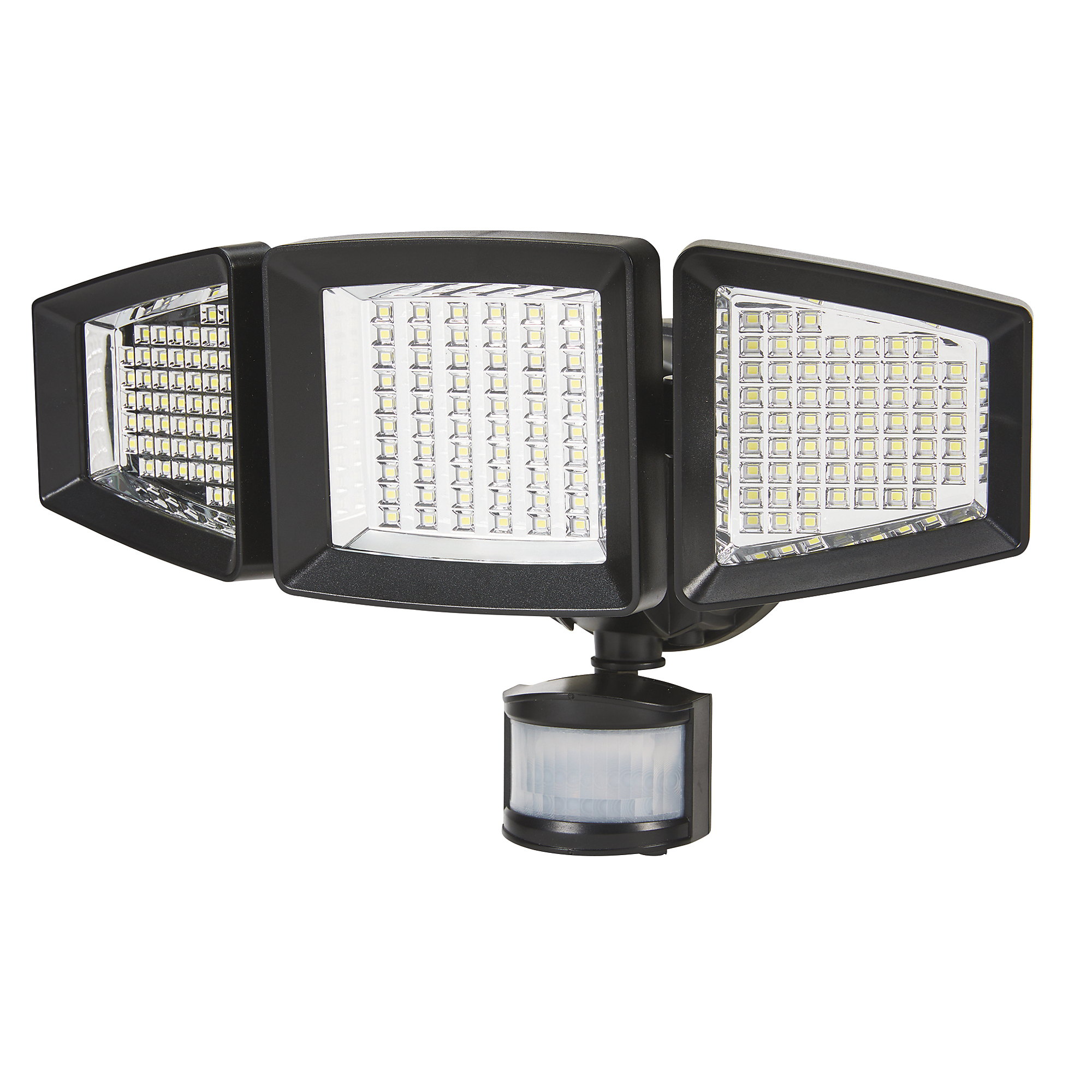 Strongway 2850-Lumen Solar LED Motion Security Light, 3 Adjustable Heads, 6000K